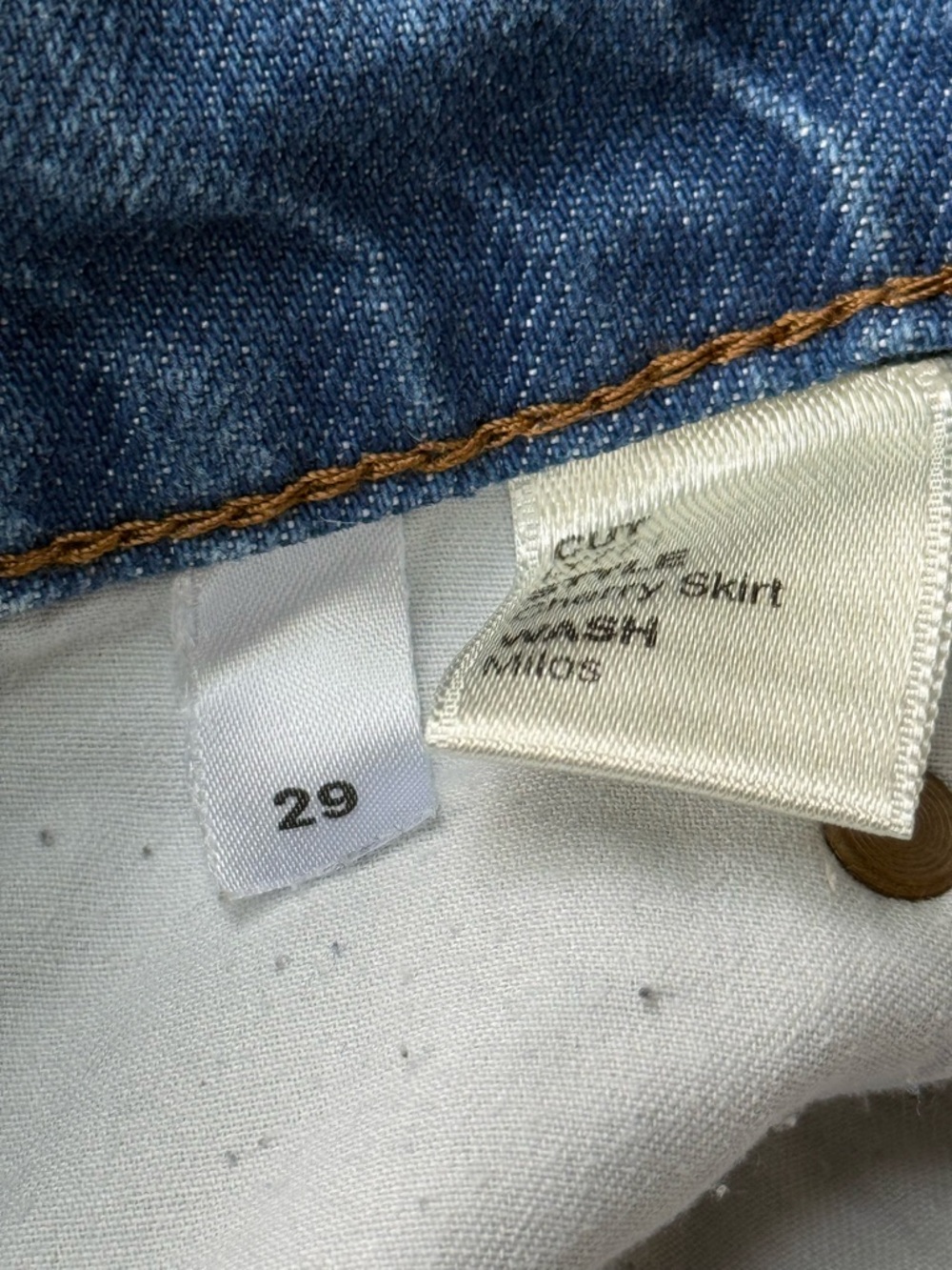 Reformation Denim Mini Skirt Medium Wash Raw Frayed Hem High Rise - Size 29 - Picture 6 of 9